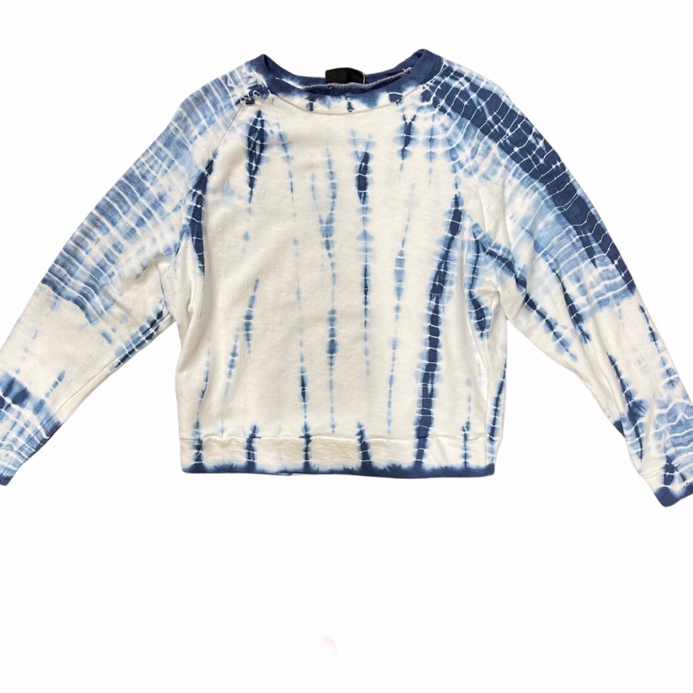 VICI Blue White Tie Dye Cropped Sweatshirt Size M